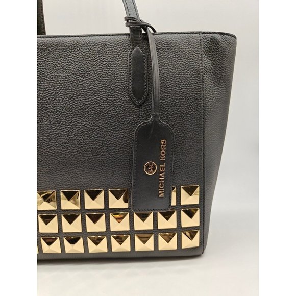 MICHAEL KORS Sinclair East West large studs leather medium tote bag - BLACK - Picture 4 of 11
